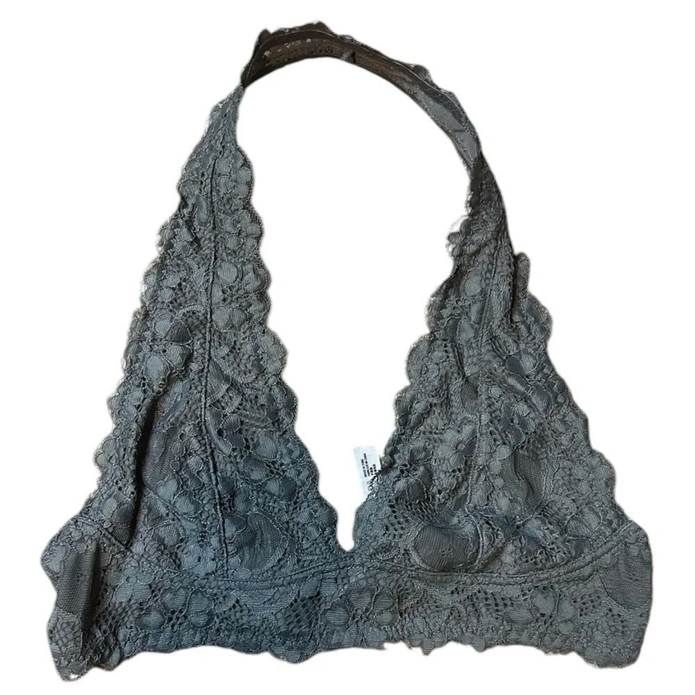 Intimately Free People Lace Halter Bralette Grey